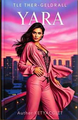 A book cover featuring Yara as the main character, inspired by a glamorous woman in a stylish pose