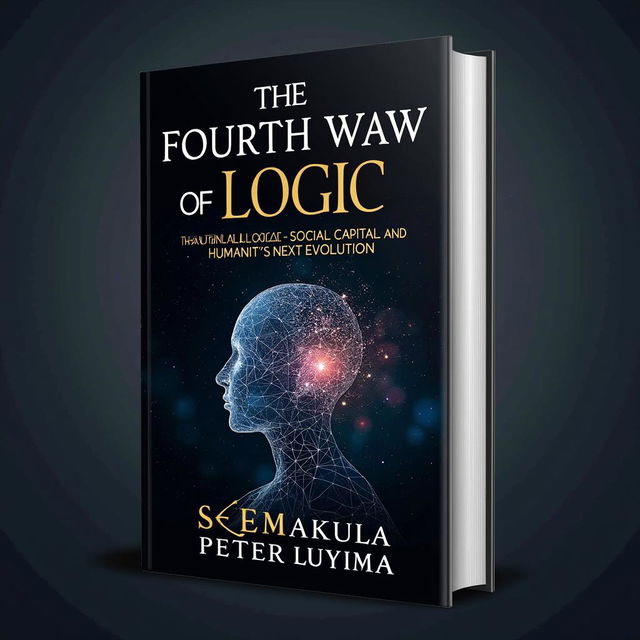 A thought-provoking book cover design for 'THE FOURTH LAW OF LOGIC: MAN’S FINAL CHOICE - SOCIAL CAPITAL AND HUMANITY’S NEXT EVOLUTION' by Ssemakula Peter Luyima