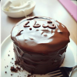 A casual, randomly captured photo of a delectable chocolate cake, giving the impression of a personal snapshot