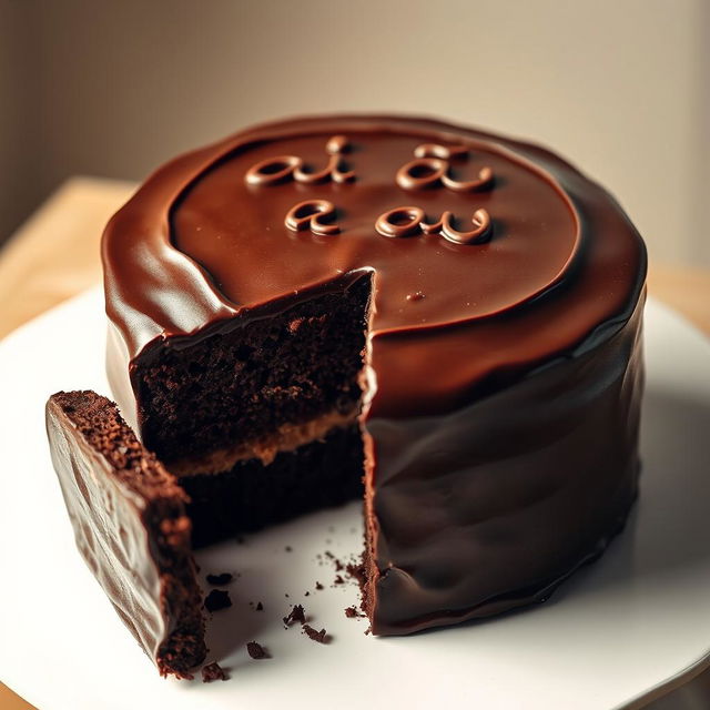 A beautifully styled random photograph of a rich chocolate cake, crafted to appear as if I took the picture
