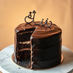 A beautifully styled random photograph of a rich chocolate cake, crafted to appear as if I took the picture