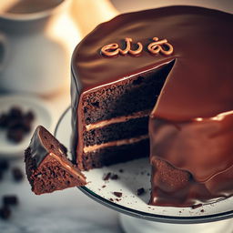 A beautifully styled random photograph of a rich chocolate cake, crafted to appear as if I took the picture
