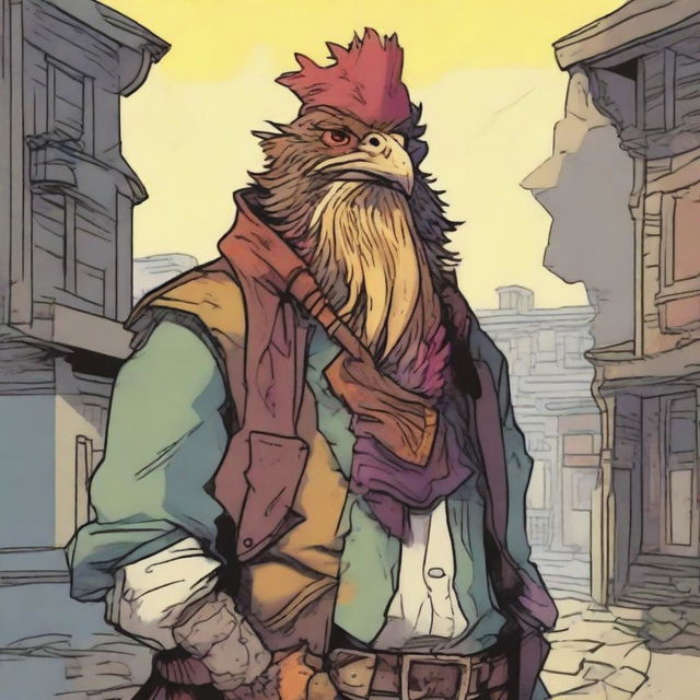 A high-quality comic book style image that depicts a scruffy, homeless bard, known as the Minstrel