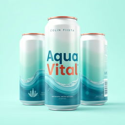 A modern, eco-friendly water can design for the innovative hydration brand 'Aqua Vital