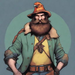 A high-quality Marvel-style comic book image showcasing a scruffy, homeless bard, known as the Minstrel