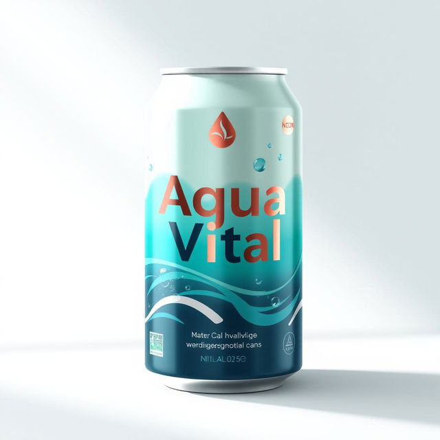 A modern, eco-friendly water can design for the innovative hydration brand 'Aqua Vital