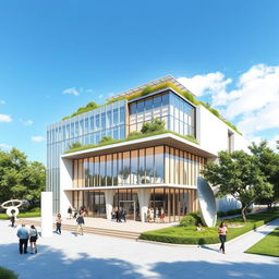 A stunning rendering of a modern architectural building, showcasing sleek lines and a futuristic design
