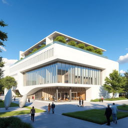 A stunning rendering of a modern architectural building, showcasing sleek lines and a futuristic design