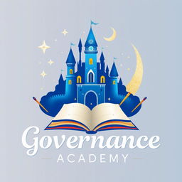 Logo design for a magical school named 'Astral Governance Academy', styled in a whimsical, Disney-like aesthetic