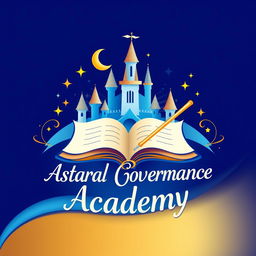 Logo design for a magical school named 'Astral Governance Academy', styled in a whimsical, Disney-like aesthetic