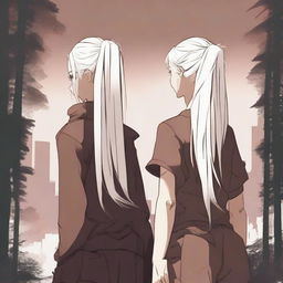 An image of highest quality, portraying two girls standing back to back