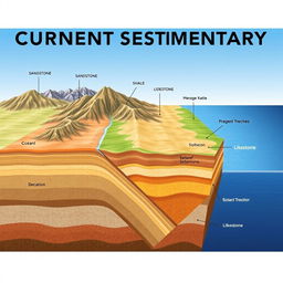 A detailed illustration showing various types of convergent sedimentary basins