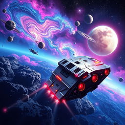 A stunning sci-fi book cover featuring a dynamic space exploration scene