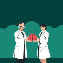 A minimalist image featuring a male professor and a female professor standing confidently, facing the camera with a challenging posture