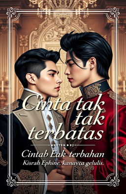 A captivating book cover for Wattpad titled 'Cinta tak terbatas: Kisah Ethan dan Abraham'
