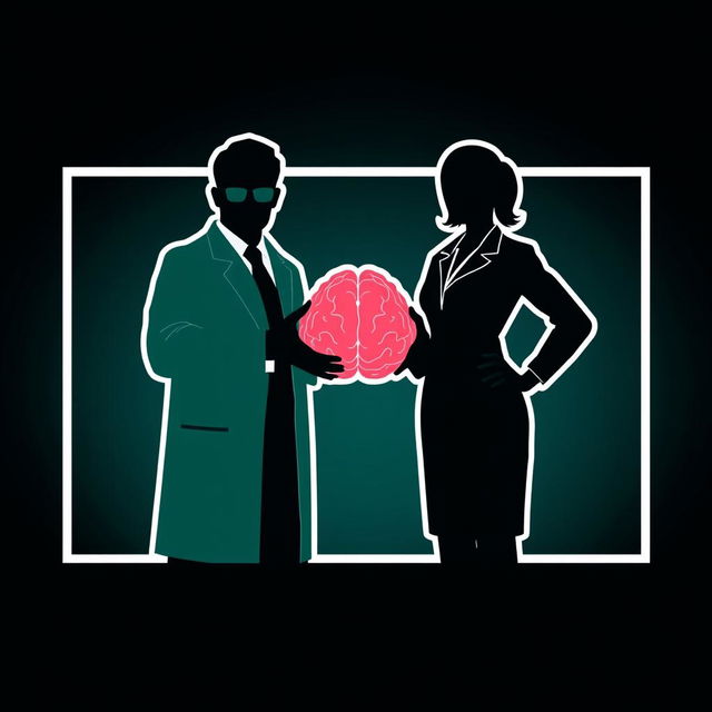 A minimalist image featuring the silhouettes of a male professor and a female professor, outlined with white borders