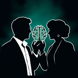 A striking image featuring the silhouettes of a male professor and a female professor, both outlined with white borders