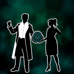 A striking image featuring the silhouettes of a male professor and a female professor, both outlined with white borders