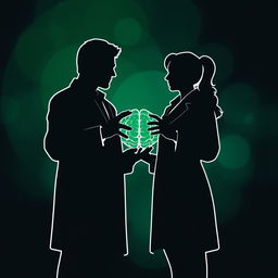 A striking image featuring the silhouettes of a male professor and a female professor, both outlined with white borders