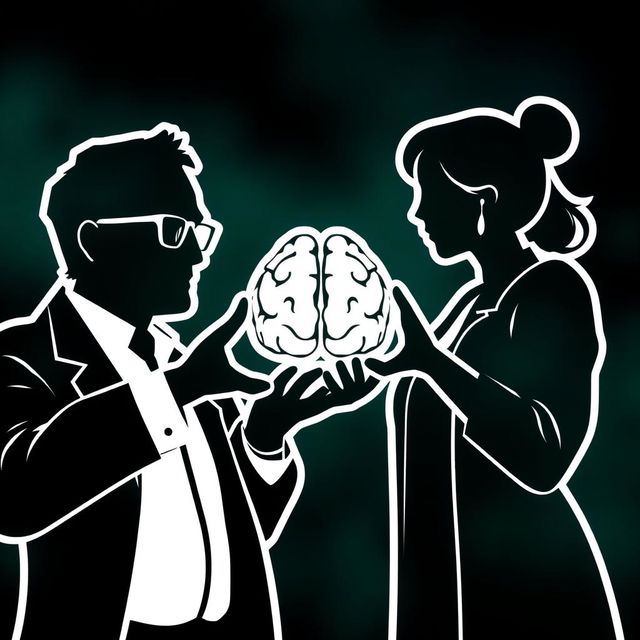 A striking image featuring the silhouettes of a male professor and a female professor, both outlined with white borders