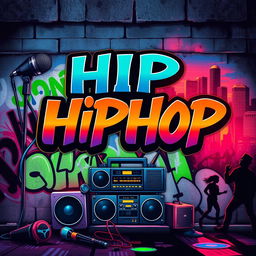 A vibrant and dynamic hip hop album cover for a rap music release, featuring bold typography with the album name prominently displayed