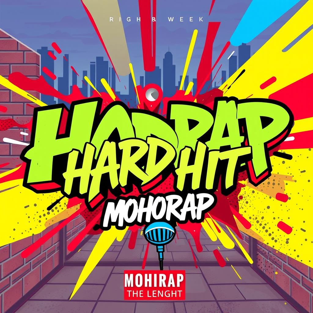 A vibrant hip-hop album cover for a new rap music release by artist MOHRAP titled 'Hard Hit'