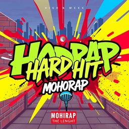 A vibrant hip-hop album cover for a new rap music release by artist MOHRAP titled 'Hard Hit'