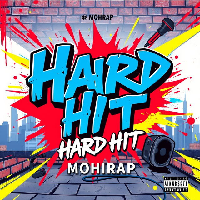 A vibrant hip-hop album cover for a new rap music release by artist MOHRAP titled 'Hard Hit'