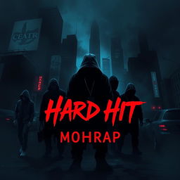 A dark and mysterious cover art for the hip-hop music track "Hard Hit" by artist MOHRAP