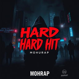 A dark and mysterious cover art for the hip-hop music track "Hard Hit" by artist MOHRAP