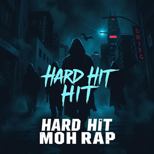 A dark and mysterious cover art for the hip-hop music track "Hard Hit" by artist MOHRAP