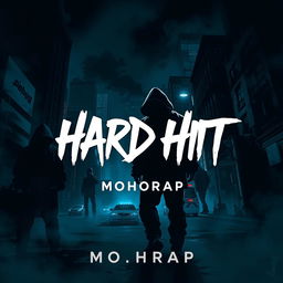 A dark and mysterious cover art for the hip-hop music track "Hard Hit" by artist MOHRAP