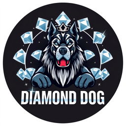 An epic logo design featuring a majestic dog, styled to look regal and powerful