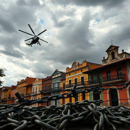 A striking image of Pelourinho, Bahia, showcasing its iconic colonial architecture with colorful buildings under a dramatic sky