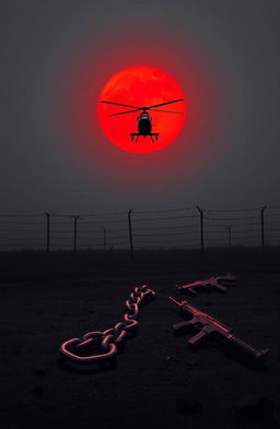 A stark and intense scene depicting a desolate prison landscape