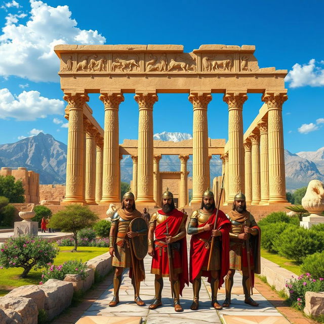 An artistic representation of the Achaemenid Empire, showcasing its grandeur and architectural marvels