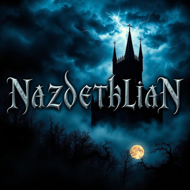 A haunting and atmospheric book cover for a dark fantasy gothic novel titled 'NAZDETHLIAN'