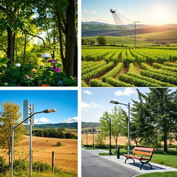 A collection of natural scenes depicting wireless sensor networks in various environments