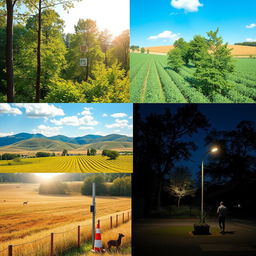 A collection of natural scenes depicting wireless sensor networks in various environments