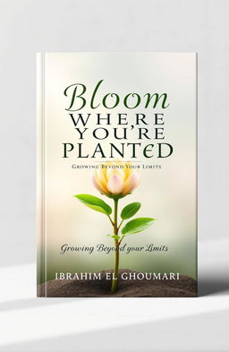A captivating book cover design for 'Bloom Where You're Planted: Growing Beyond Your Limits' by Ibrahim EL GHOUMARI