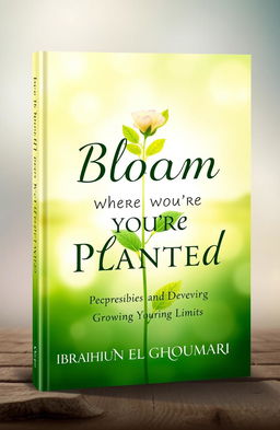 A captivating book cover design for 'Bloom Where You're Planted: Growing Beyond Your Limits' by Ibrahim EL GHOUMARI