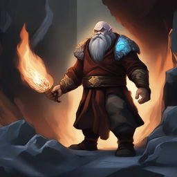 A high-quality digital art piece depicting a DnD character, a dwarf with skin texture akin to rugged rock, interspersed with radiant crystal veins