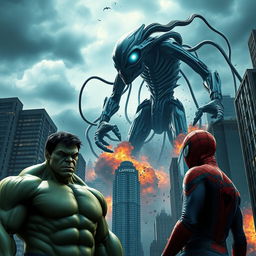 In a dramatic urban setting, the sky darkens ominously while the earth shakes violently