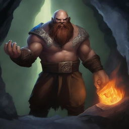 A high-quality digital art piece featuring a DnD character, a dwarf with skin texture akin to rugged rock, enriched with shimmering crystal veins, reminiscent of the Thing from Fantastic Four