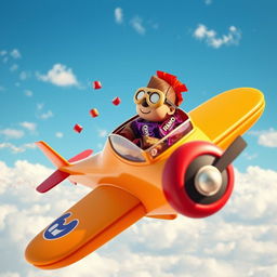 A small airplane with a rounded cockpit flying over a blue sky adorned with scattered clouds