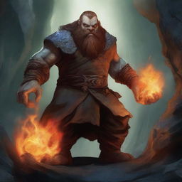 A high-quality digital art piece featuring a DnD character, a dwarf with skin texture akin to rugged rock, enriched with shimmering crystal veins, reminiscent of the Thing from Fantastic Four