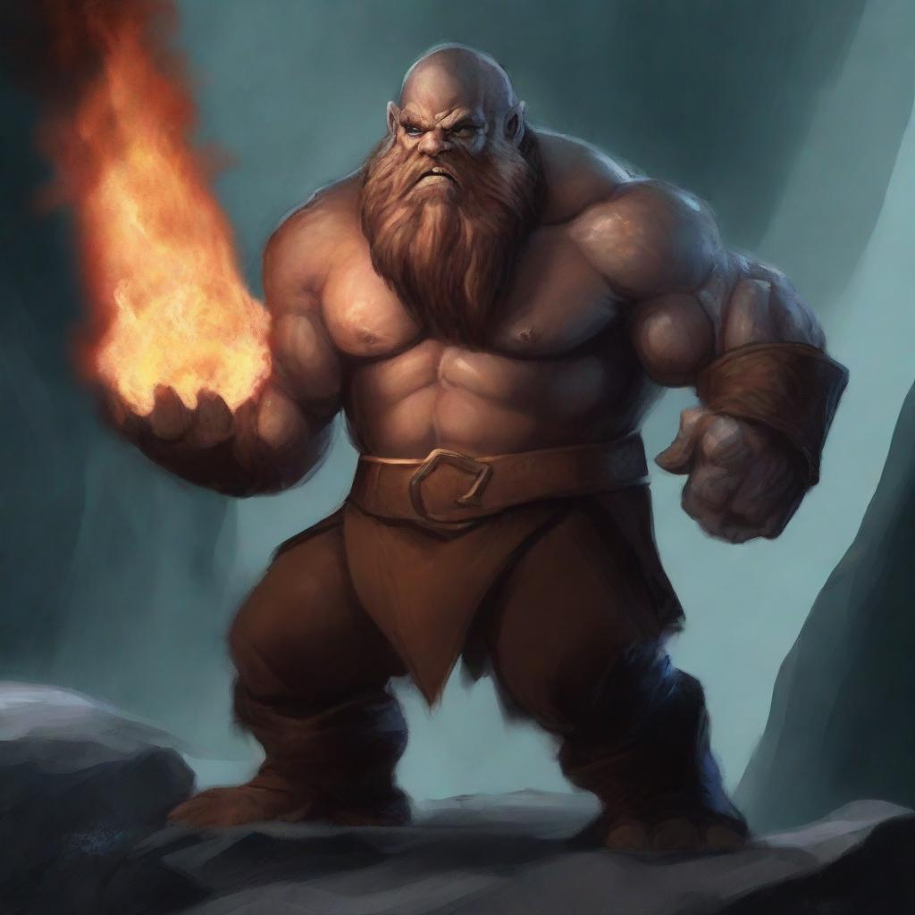 A high-quality digital art piece featuring a DnD character, a dwarf with skin texture akin to rugged rock, enriched with shimmering crystal veins, reminiscent of the Thing from Fantastic Four