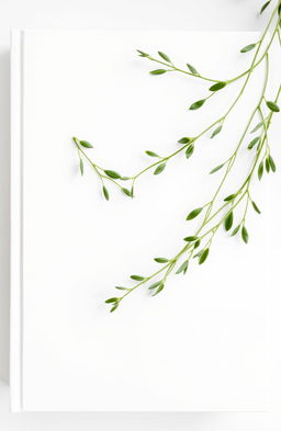 A beautifully designed white cover with delicate green plant stems artistically arranged across the surface