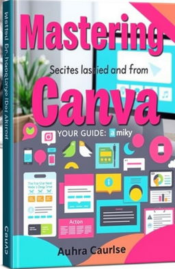 A visually appealing book cover design for a guide on learning to use the Canva application