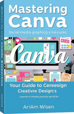 A visually appealing book cover design for a guide on learning to use the Canva application